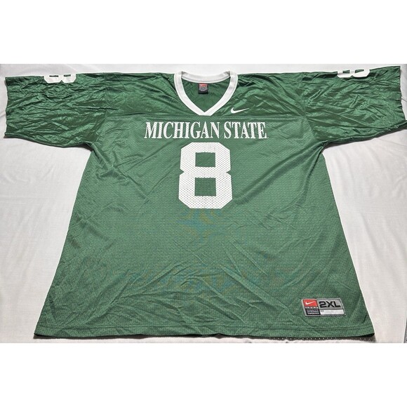 Michigan State Football #8 Nike Team Green Jersey Mens Size 2XL XXL Vintage READ - Picture 1 of 16
